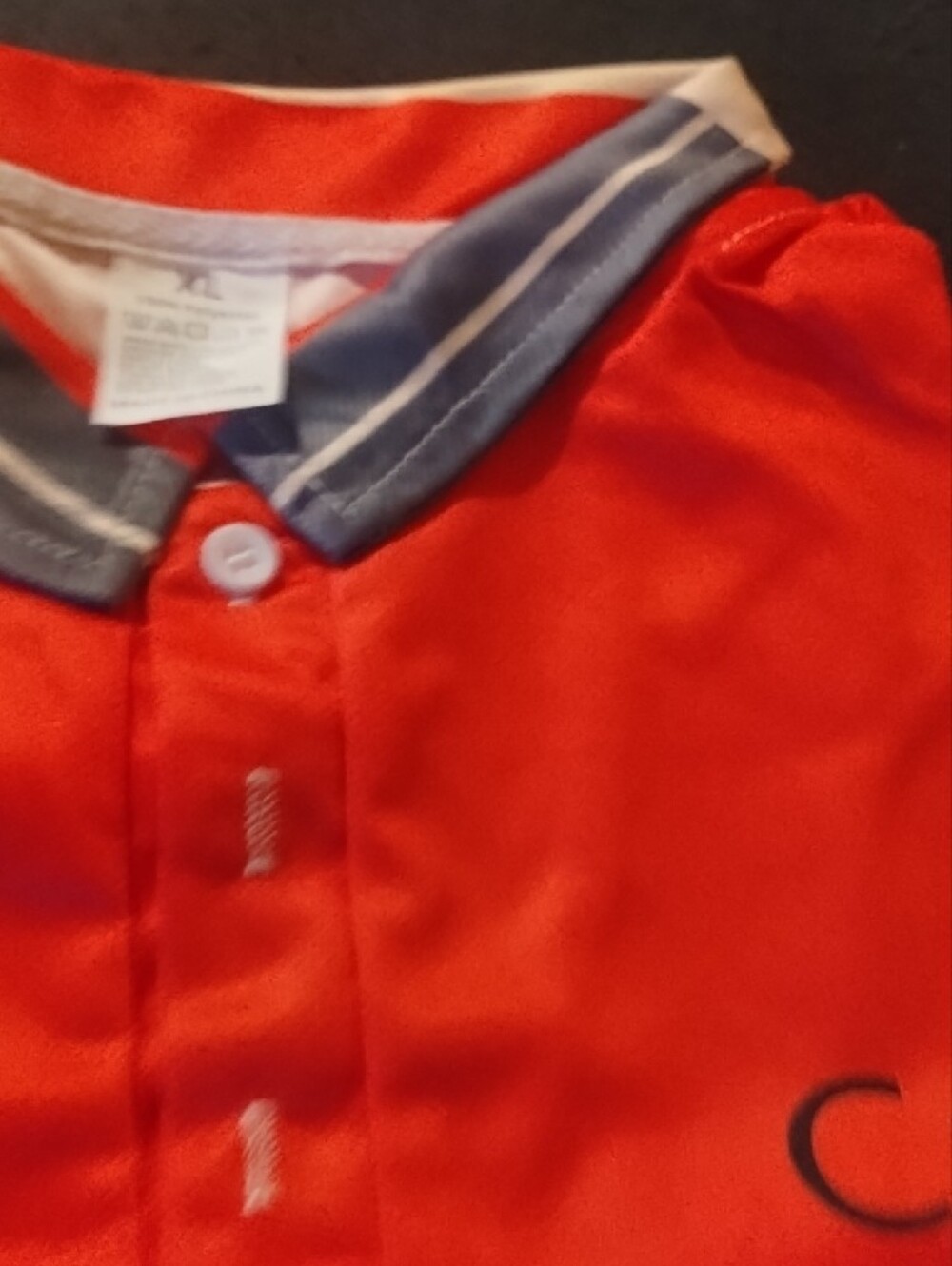 Orange Polo Shirt with Contrast Blue-Trim Collar - Picture 3 of 4